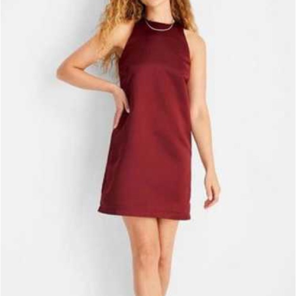 NWT Burgundy Sleeveless Silky Dress